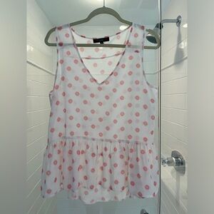 Sheer white with pink flower detail top